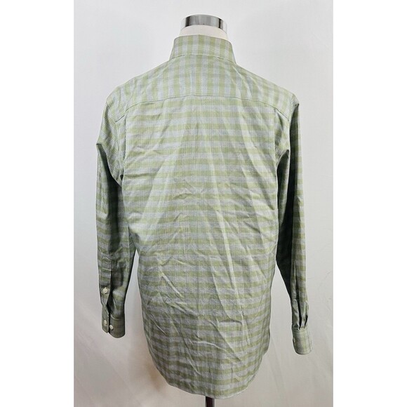 Orvis Medium Button Down Shirt Green White Glen Plaid 100% Cotton Casual - Picture 5 of 5